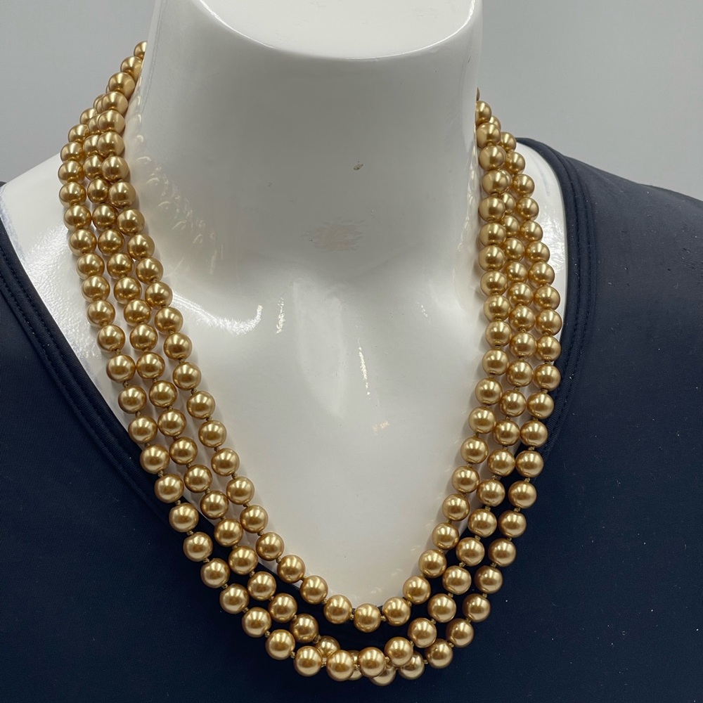 32" Gold Infinity Hand Knotted Pearl Necklace